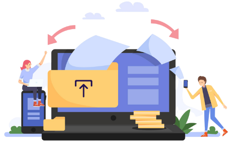 Illustration of a person sending a file